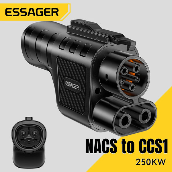 អាដាប់ទ័រ Essager NACS ទៅ CCS1 សមសម្រាប់ប្រព័ន្ធចាក់សោរស្វ័យប្រវត្តិរបស់ Volvo Ford សម្រាប់អាដាប់ទ័រសាកថ្ម Tesla Supercharger សមសម្រាប់ Tesla V1/V2/V3/V4 DC