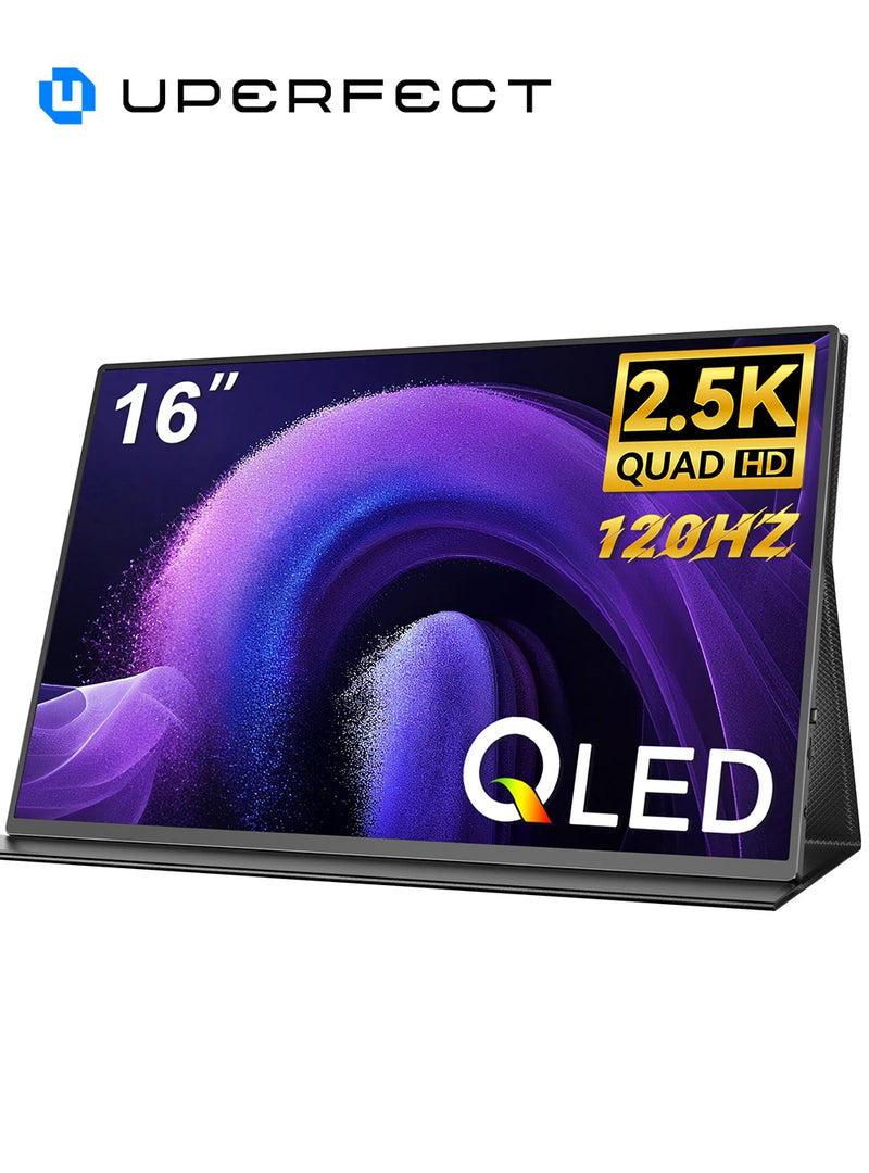 UPERFECT 2.5K Portable Monitor 16" QLED 2560x1600 100%sRGB HDR USB-C HDMI Second Laptop Computer Gaming Display Travel Screen