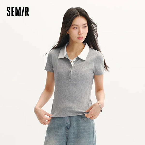 អាវប៉ូឡូស្ត្រី Semir សំណាញ់បូពីរដុំ ត្រជាក់ មានអារម្មណ៍តូច សិចស៊ី រដូវក្តៅឆ្នាំ ២០២៦ ម៉ូដធម្មតា