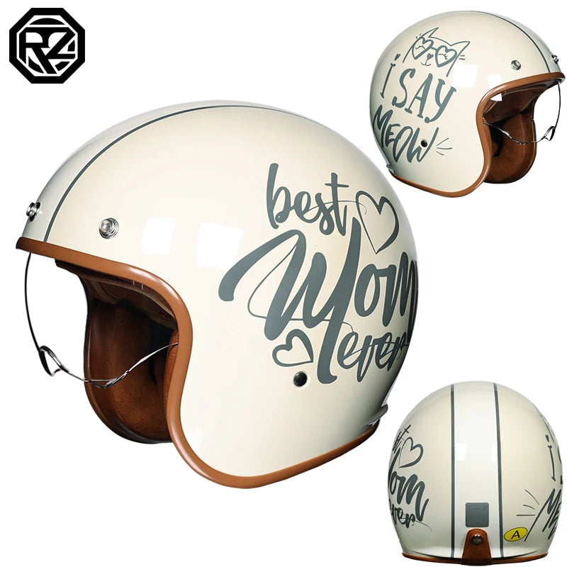 Retro Half Helmet Motorcycle Helmet Women's Motorcycle three-quarters Male American Cruising Motorcycle Half Helmet