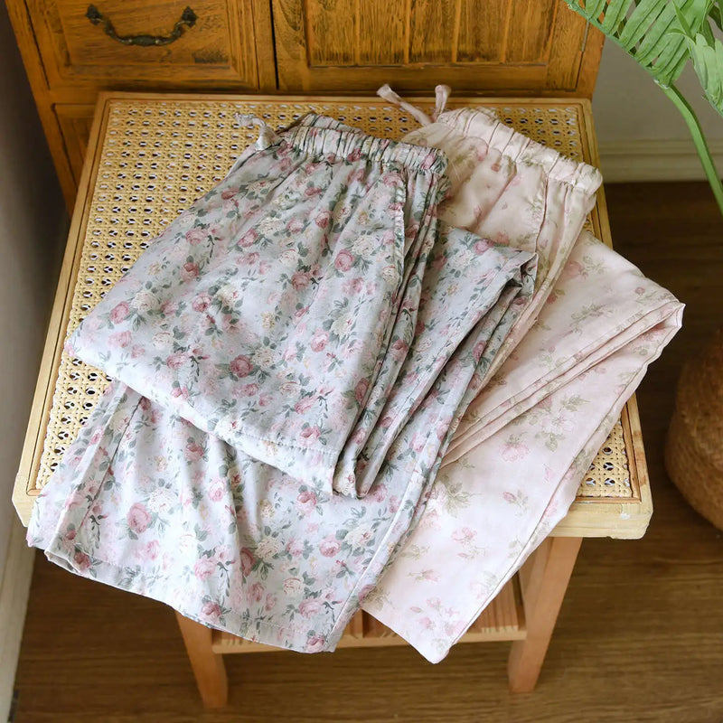 Women's Pajamas Pants Autumn Sleepwear Gauze Cotton Home Pants Comfortable Home Trousers Thin Sleep Bottoms Casual Homewear