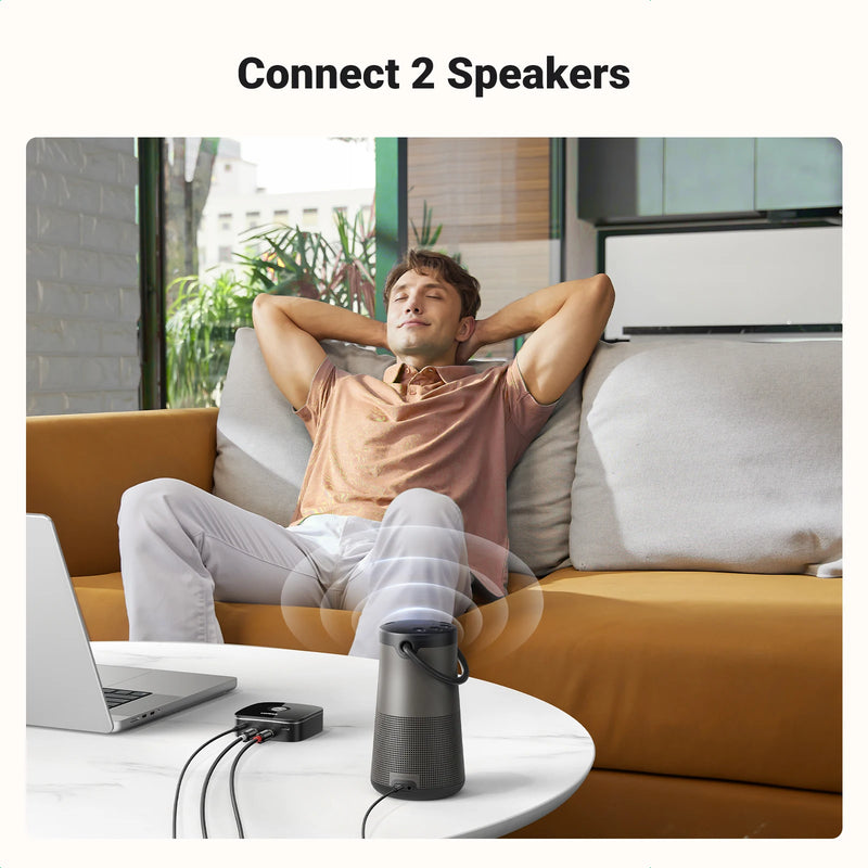 【RU special】 UGREEN AUX RCA Bluetooth for Home Stereo System, HiFi 3.5mm RCA Bluetooth Adapter for Old Stereo，8 hours Playtime