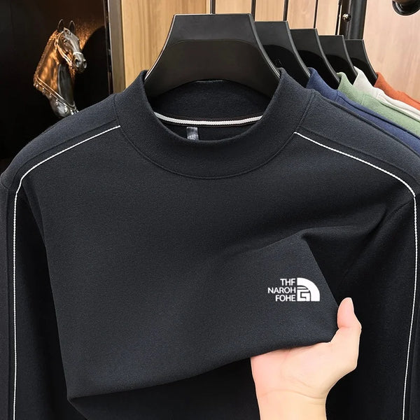 Original Design Men Long Sleeve T-Shirt Round Neck Letter Pattern Printing Autumn Winter New Leisure Comfortable Warm Men's Wear