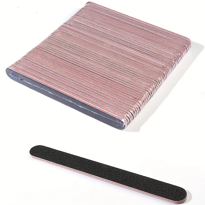 5/10/20pcs Professional Double-Sided Nail File Set,Black Matte Board Manicure and Sanding Tools 100/180 Grit,Washable Dual-Sided