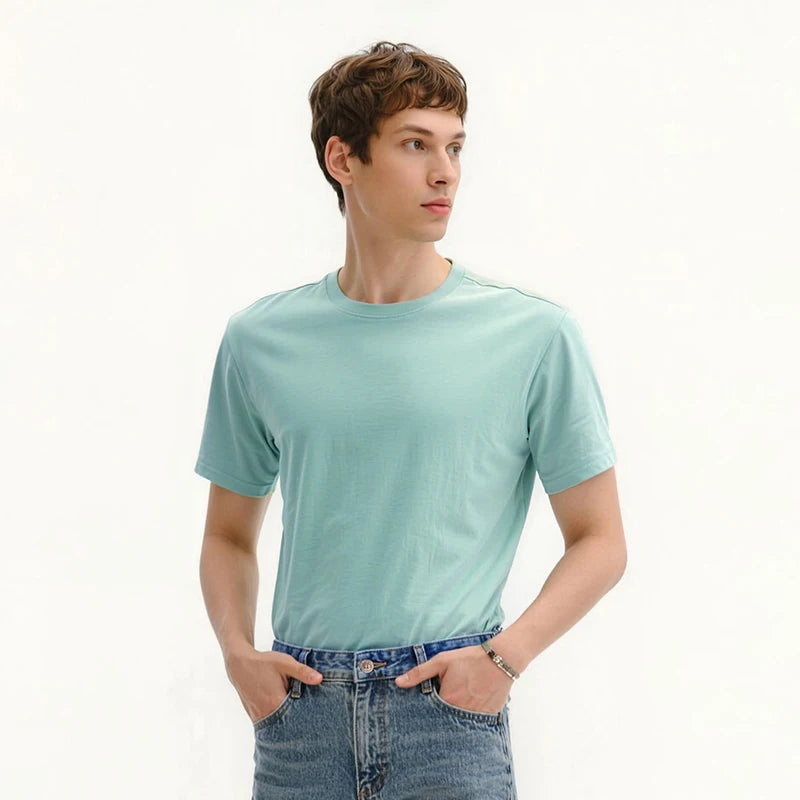 Semir Men T shirt Solid Color Crew Neck Knit Comfortable Versatile Casual Top 2026 Summer Simple Daily Clothes
