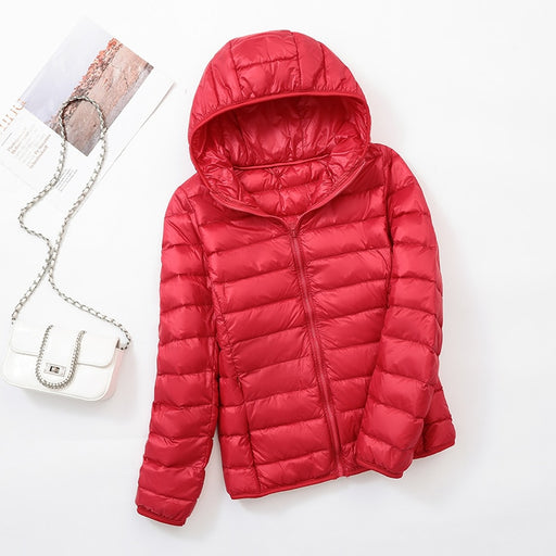 LNGXO Hooded Down Jacket Women Ultralight Camping Trekking Hiking Waterproof Packable Winter Jackets Outdoor Puffer Thermal coat Red China
