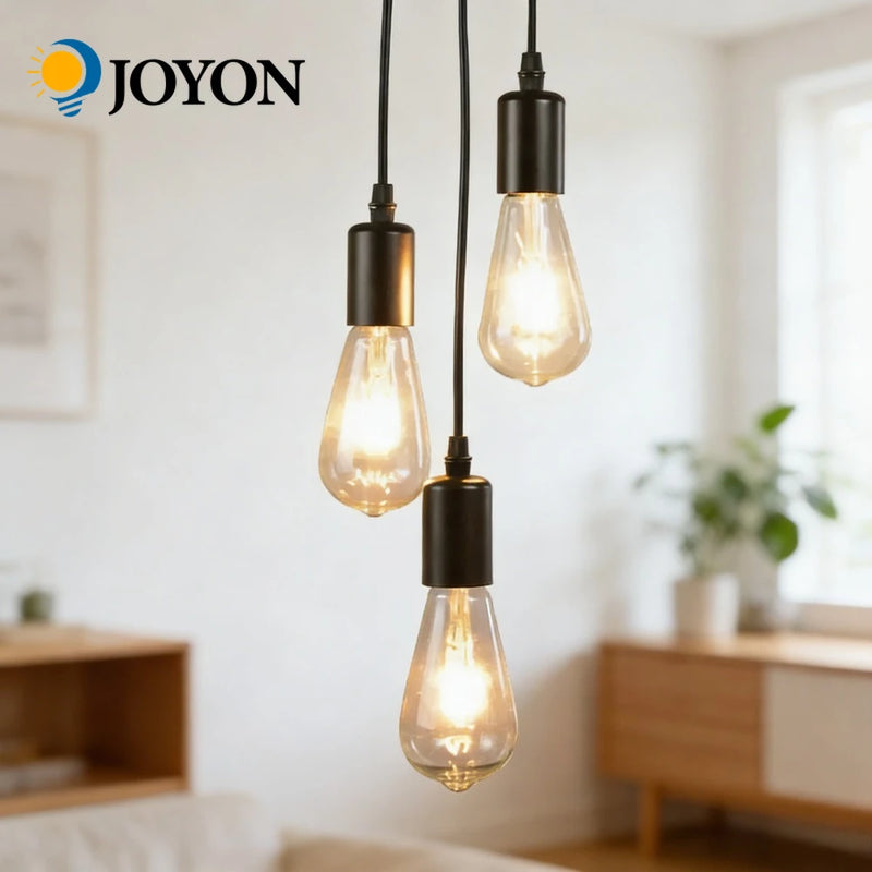 JOYON Black Chandelier Multi-Head Spider Ceiling Lamp E27 Cable Pendant for Restaurant Living Room Modern Lighting Industrial