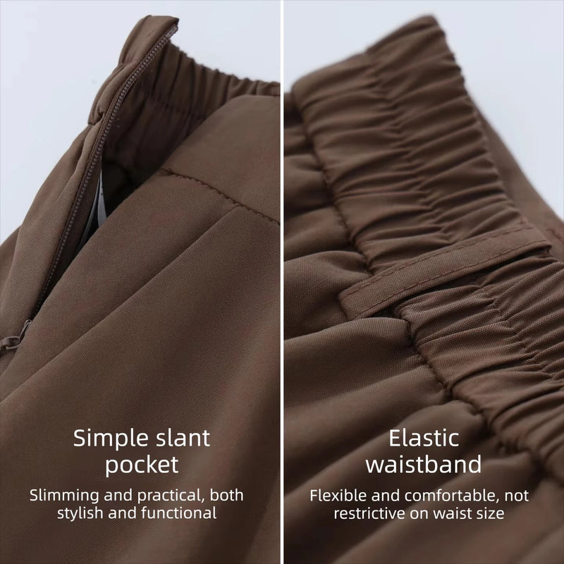 Amii Women's Cotton A-Line Midi Skirt High Waist Loose Fit Pockets Slimming Business Casual 2026 Autumn Woman Clothes 12623061
