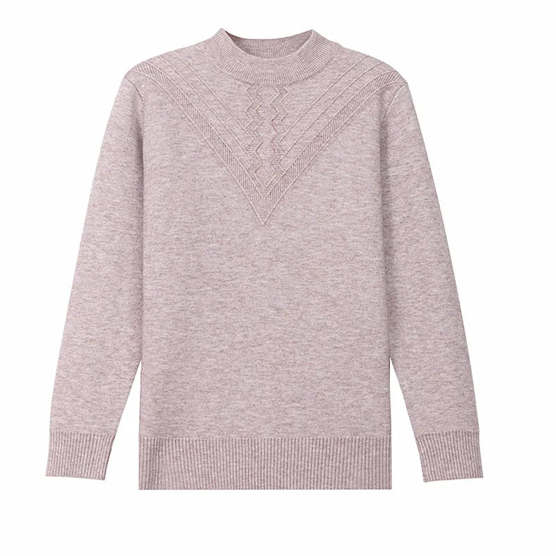 Thicken Velvet Warm Woman Clothing Fleece Knitwear Winter Clothes Woman Turtleneck Middle Aged Mother Sweater Tops Pull Femme