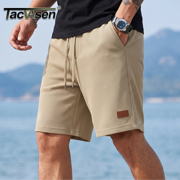 TACVASEN Men's Casual Waflle Shorts Knit 5'' Elastic Waist Drawstring Summer Beach Shorts Lightweight Breathable Streetwear 2026
