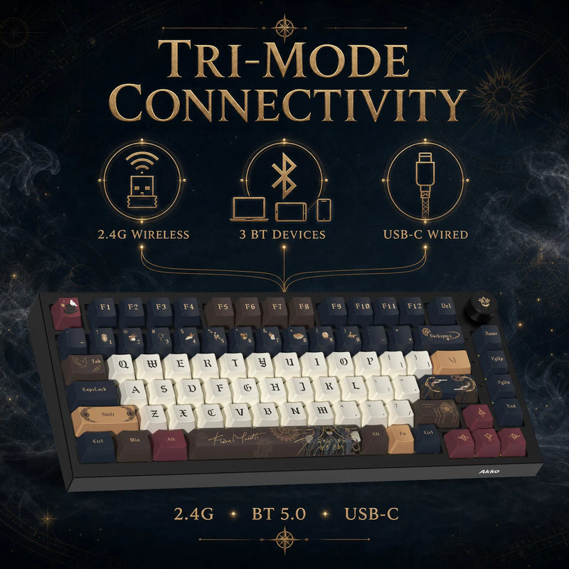 Akko 5075 V5 Mechanical Keyboard Lord of the Mysteries 75% Layout Hot-swappable ARGB 8K Tri-mode Wireless Gaming Keyboard Gasket