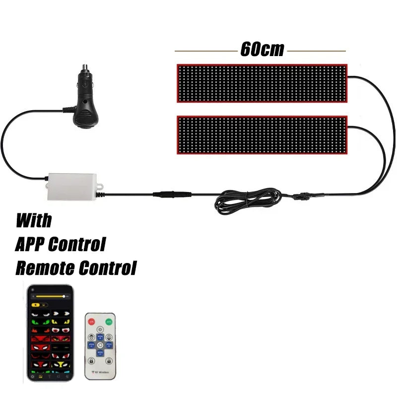 Truck Devil Eye LED Matrix Pixel Panel Soft Foldable APP&Remote Control Lighting Graffiti Scrolling Stickup TextLight Windshield