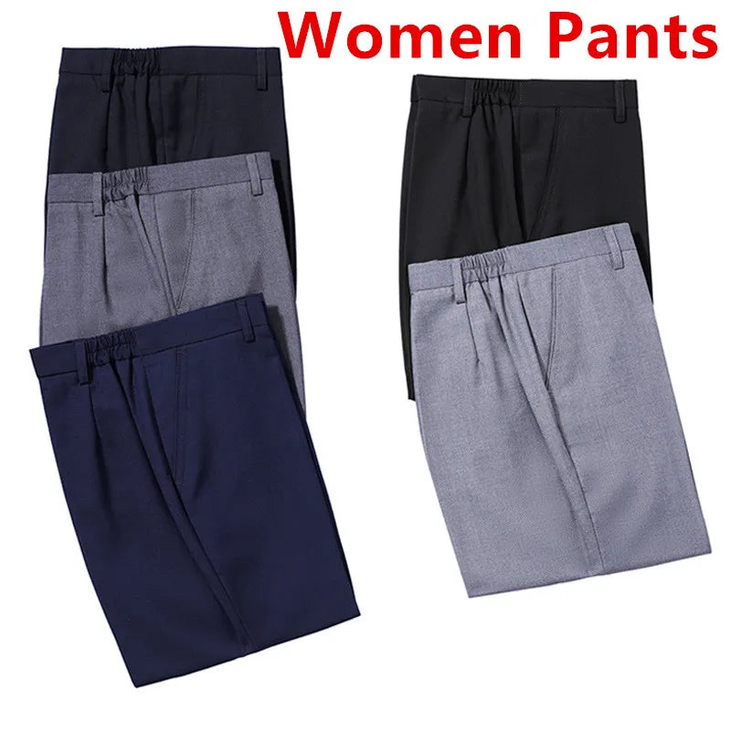 2026 New Women's Blue Plain-colored Slacks, Non-iron Men's Business/office Formal Trousers, Available in Black, Gray.