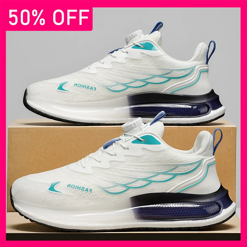 Men Sports Shoes New Rotating Buckle Trendy Mesh Breathable Lightweight Casual Shoes Spring Outdoor Jogging Shoes for Men