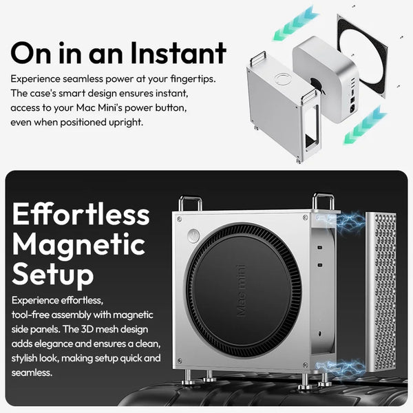 ស្រោម អាលុយមីញ៉ូម Ulanzi QT01 Mac Mini សម្រាប់ Mac Mini M4/M4 Pro រចនា ឡើង ដោយ ម៉ាញេទិក សម្រាប់ ការ បញ្ចេញ កំដៅ ដោយ ខ្លួន ឯង ជាមួយ ជើង ទម្រ MAC Mini