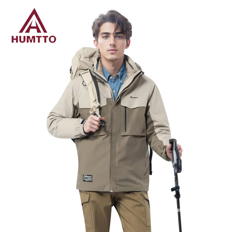 HUMTTO Outdoor Down Windbreaker Coats Warm Camping Hiking Jackets Autumn Winter Men's Jacket Waterproof Sports Hunting Jacket