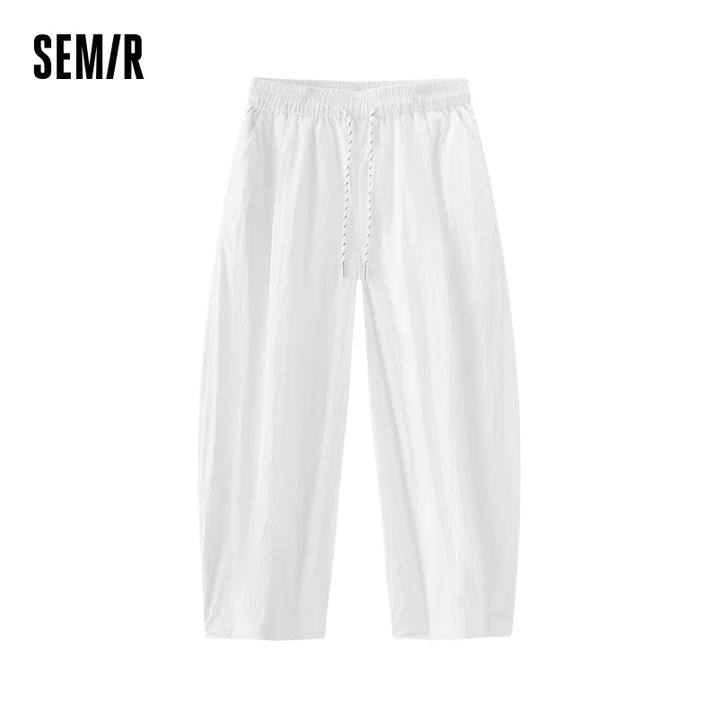 Semir Women Pants Woven 2026 Curved Cut Wide Leg Drawstring Urban Casual Everyday Style Soft Comfortable Daily Wear Trendy