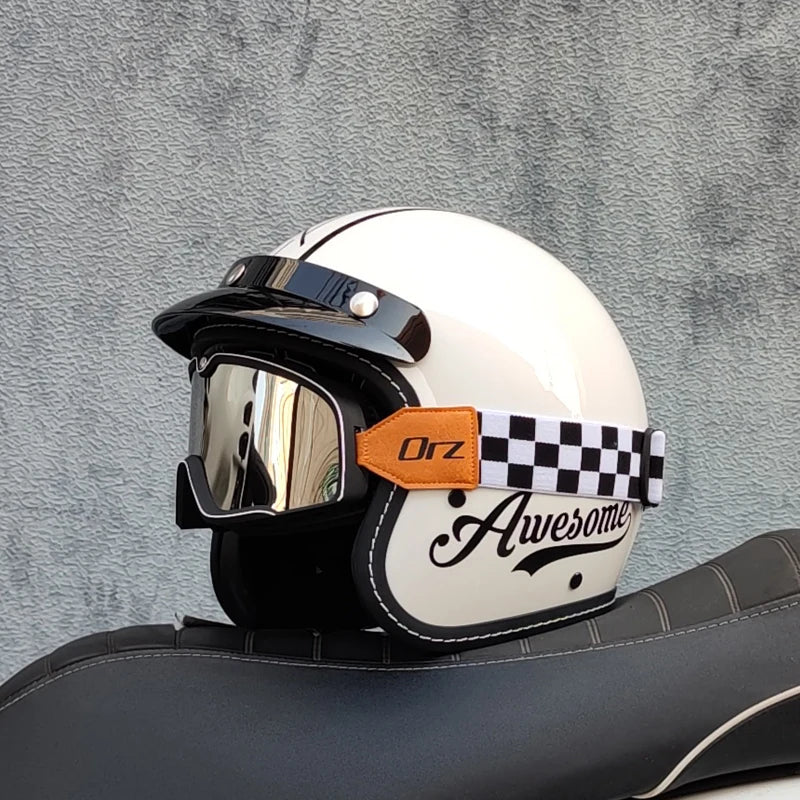 Newly Launched Vintage Motorcycle Helmet DOT Certified Synthetic Leather  3/4 Helmet Jet Mask Helmet ORZ-181