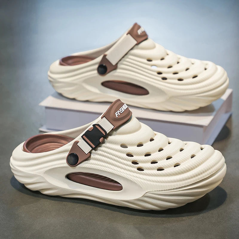 Men's Casual Hole Shoes Summer New Breathable Soft-Sole Non-Slip Unisex Outdoor Beach Shoes Fashion Sports Dual-Purpose Slippers