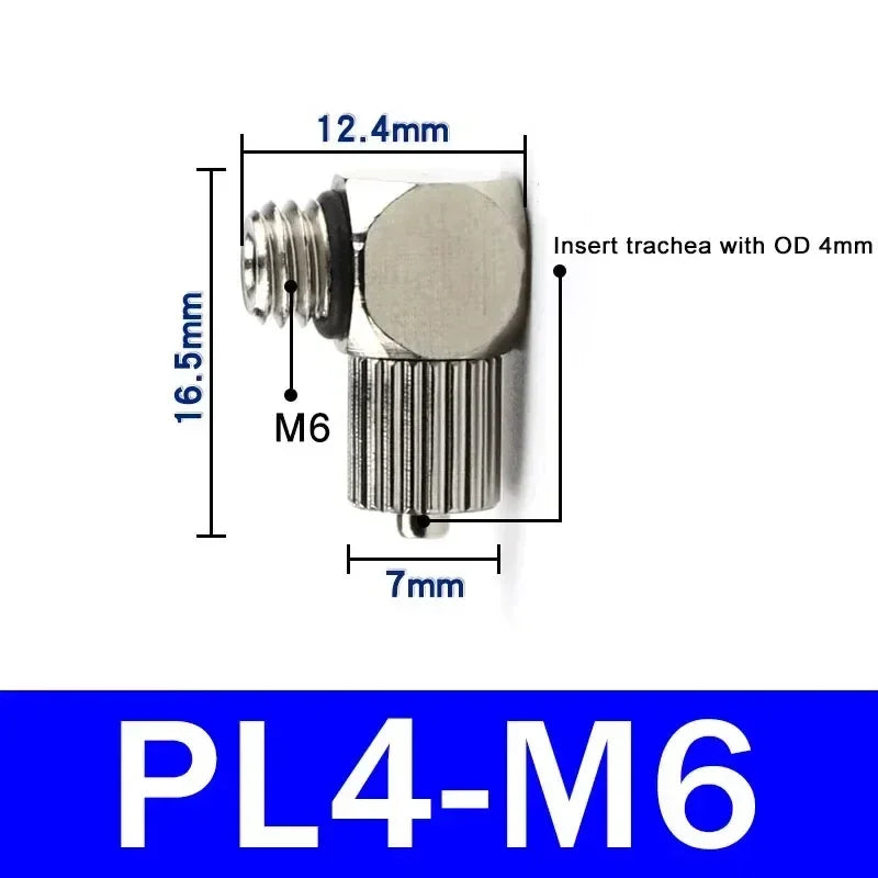 Male Thread M3 M4 M5 M6 -Air Tube 3mm 4mm 6mm OD Mini Pneumatic Pipe Connector Screw Through Quick Fitting Fast Twist Joint