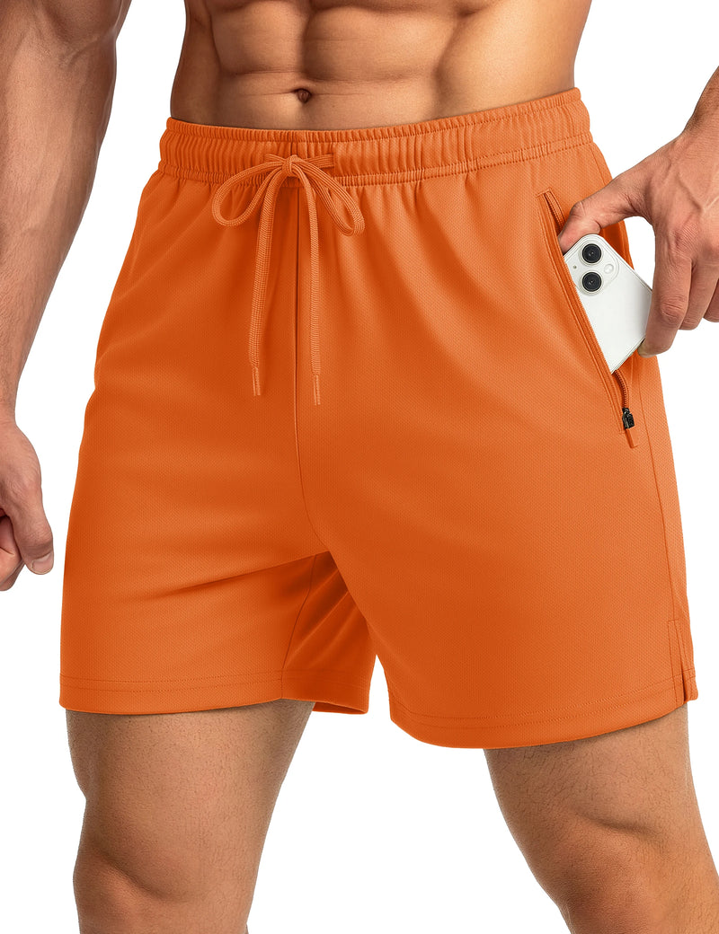 TACVASEN Men's Athletic Running Shorts Mesh Quick Dry Lightweight 5 inches Drawstring Gym Workout Shorts with Zipper Pockets