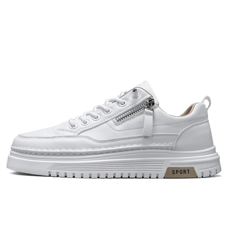 Men's Thick sole casual shoes spring new breathable soft-sole anti-slip outdoor walking shoes white flat shoes sports board shoe