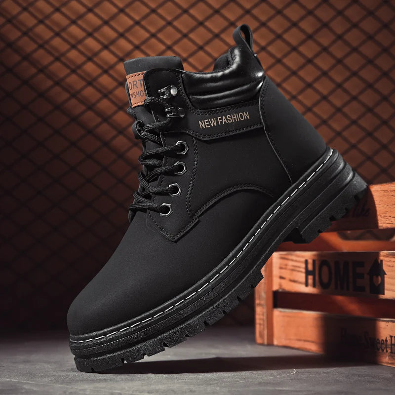 Men's fashion British casual boots spring and autumn new high-top soft sole non-slip youth outdoor high-top tooling yellow boots