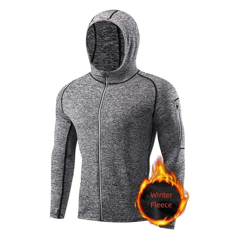 Men's Winter Fleece Sports Hoodie Warm Breathable Running Jacket for Gym Training Outdoor Fitness Sweatshirt