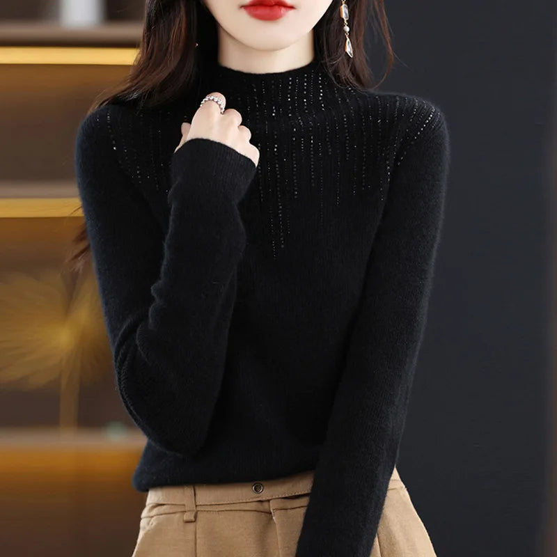 Middle Aged Mother Women's Knitting Pullover Sweater 2025 Autumn/Winter Fashion Loose Ladies Comfortable Pull Femme Sweater Top