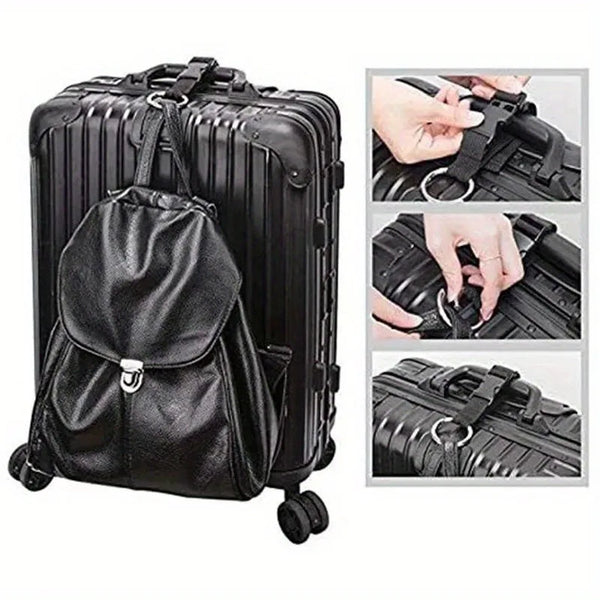 Versatile Black Luggage Strap, Durable Anti-Theft Gripper with Handbag Clip,Buckle Closure, Perfect for Travel & Everyday Use