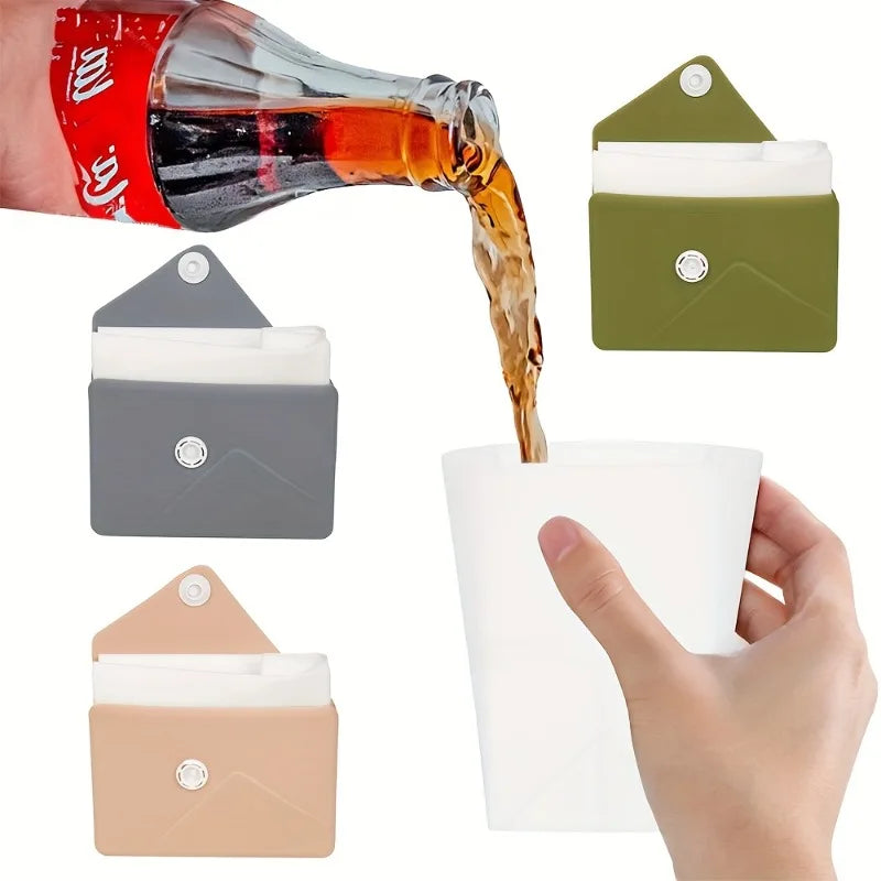 1set Silicone Collapsible Water Cup for Outdoor Camping, Portable Juice, Beer, And Beverage Cup for Travel, foldable cup.