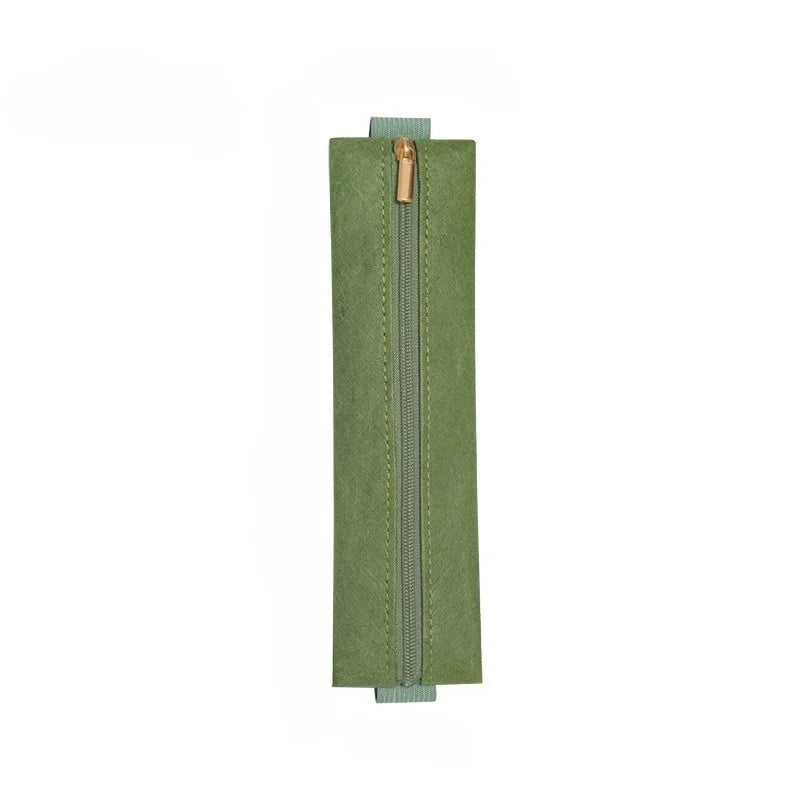 1pc Minimalist Style PU  Leather Pencil Case, Zippered Pencil Pouch — Ideal for Office, School, and Travel,Compact and Stylish