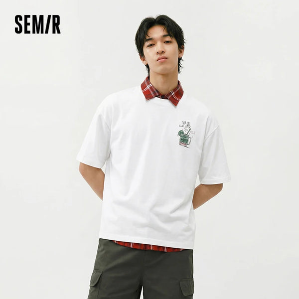 អាវយឺតបុរស Semir ឆ្នាំ ២០២៦ បោះពុម្ពក្រាហ្វិកពណ៌ អាវកមូលរលុង ម៉ូដសាមញ្ញ ទន់ៗ