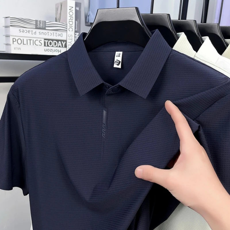 Men's Polo Shirt - UV 50+ & 10A Antibacterial, 180g Breathable Textured Fabric, Cooling Quick-Dry