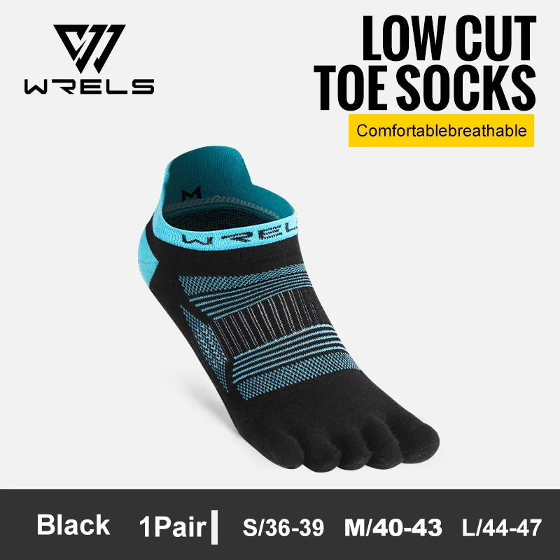 WRELS Toe Socks 5 Finger Athletic Running Low Cut Toe Socks for Men Women Moisture Wicking Quick-Dry Running Five Finger Socks