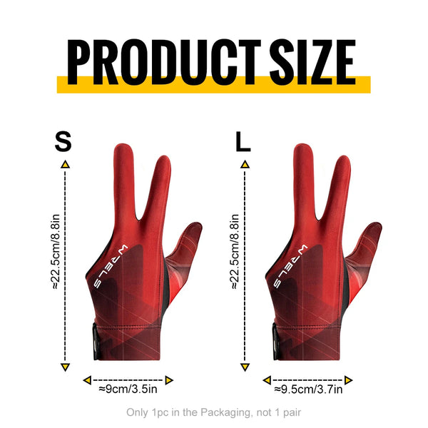 WRELS 1pc Professional Billiards Glove High Elastic 3 Finger Snooker Glove Breathable Anti-Slip Adjustable Billiard Pool Glove