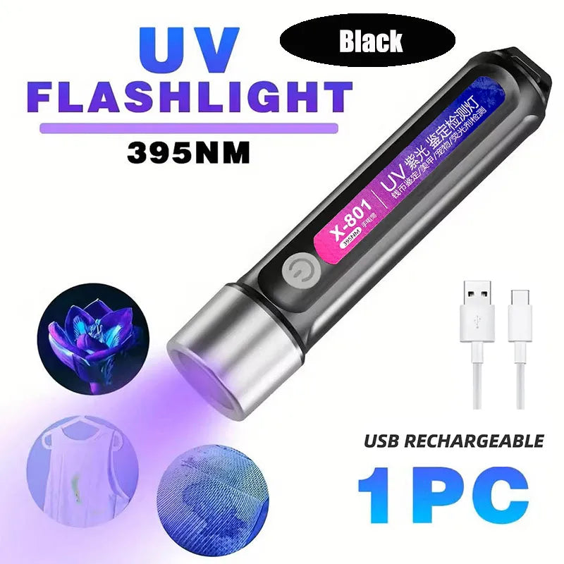 ចង្កៀង LED UV ចល័ត ពិលពណ៌ស្វាយ ឧបករណ៍ចាប់លុយ ពន្លឺបំភ្លឺភ្នាក់ងារហ្វ្លុយអូរ៉េសង់ សម្រាប់ការរកឃើញ និងសុវត្ថិភាព