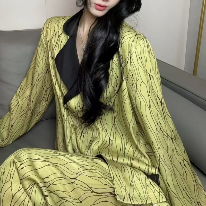 2026 New Autumn Sleepwear Pijama Home Suit for Women Pyjamas Elegant Long Sleeve Pajamas Set Comfort for Homewear Loungewear