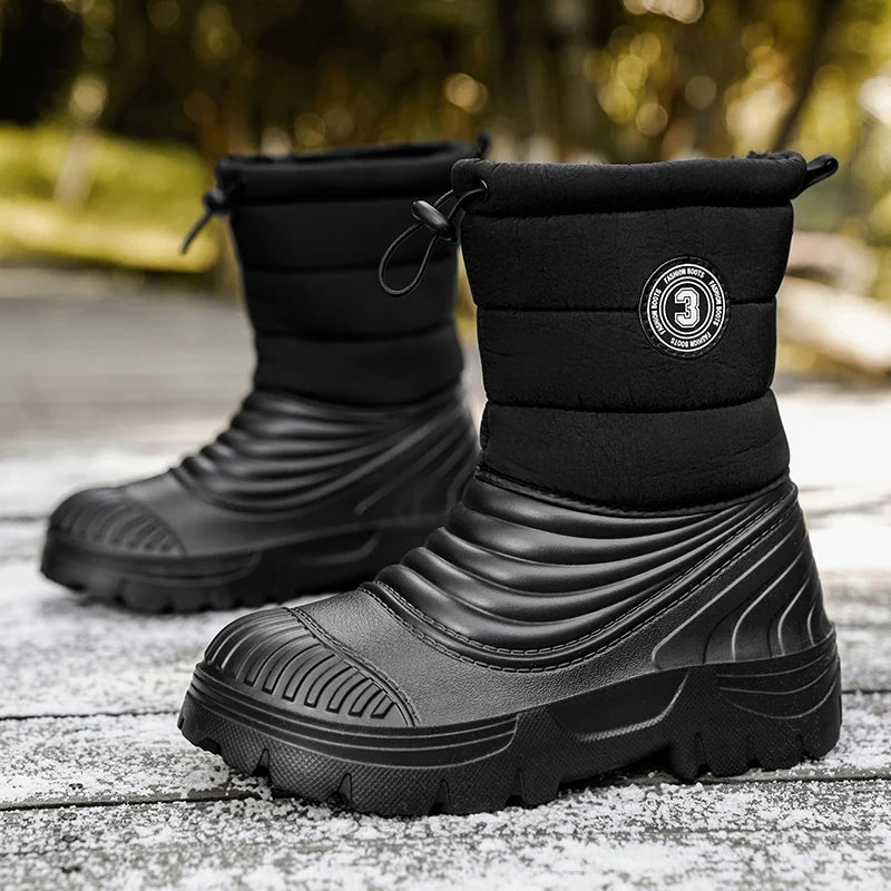 Men's snow boots winter new warm plush light casual boots soft sole anti-slip plus size outdoor boots fashion high-top work shoe