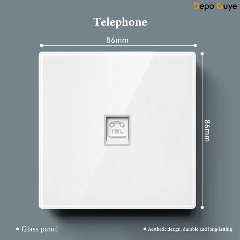 White UK 230V Tempered Glass Touch Light Switch Socket LED Wall Panel Smart Home Switches Socket Manufacturer Wholesale Supplier