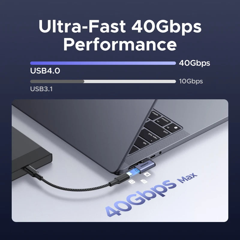 UGREEN USB-C Fmale to USB-C Male Adapter 2PCS Right Angle Support 240W Fast Charging & 40Gbps For Macbook Ipad Phone