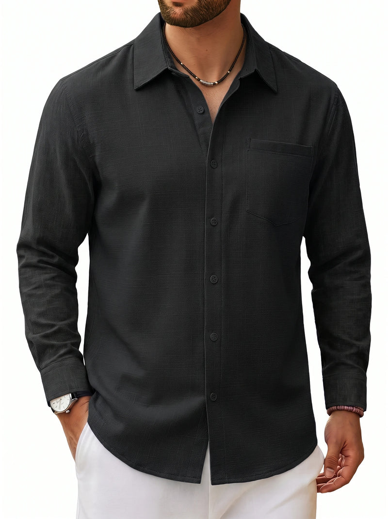 TACVASEN Men's Button Down Shirts High Quality Long Sleeve Casual Lightweight Beach Dress Shirts for Man Work Tee Chest Pockets