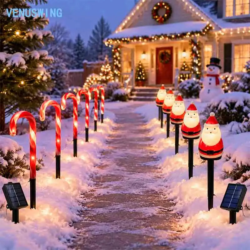 ភ្លើងសូឡាណូអែល Snowman ភ្លើងផ្លូវក្រៅផ្ទះសម្រាប់ស្ករគ្រាប់អំពៅ បើក/បិទដោយស្វ័យប្រវត្តិ ភ្លើងបង្គោលសូឡា ភ្លើងបំភ្លឺទេសភាពការពារទឹក