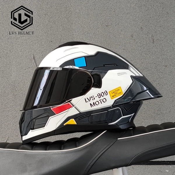 LVS-909 Motorcycle Modular Flip Helmet Dual Lens Big Wing Anti-Fog Visor Men Women Motorbike Touring Safety Headgear Casque Moto