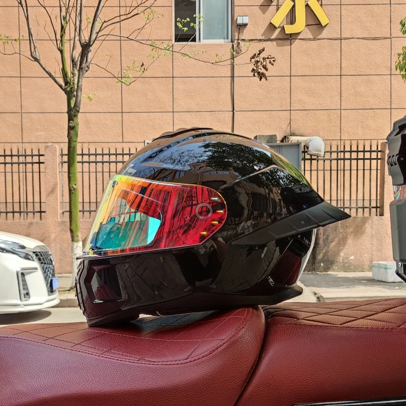 Virtue Motorcycle Helmet Men and Women Summer DOT Anti-fog ECE Helmet Full Cover Four Seasons Universal Winter Warm Personality