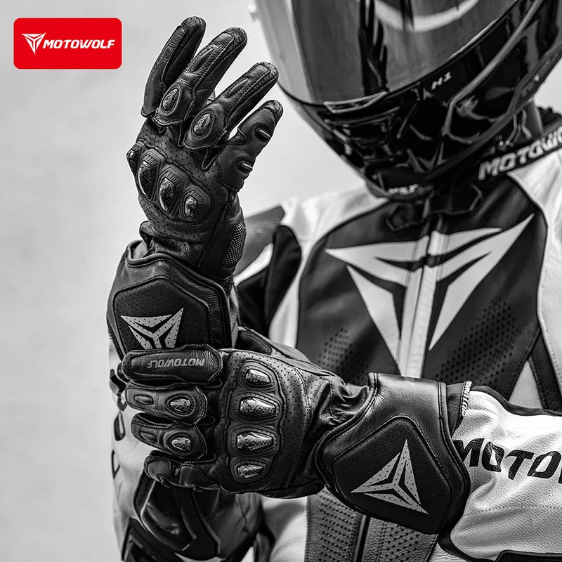 ស្រោមដៃម៉ូតូ MOTOWOLF ធ្វើពីស្បែកពិតប្រឆាំងនឹងការដួលរលំ ស្រោមដៃជិះសេះរដូវក្តៅ ស្រោមដៃម៉ូតូប្រឆាំងនឹងការដួលរលំ