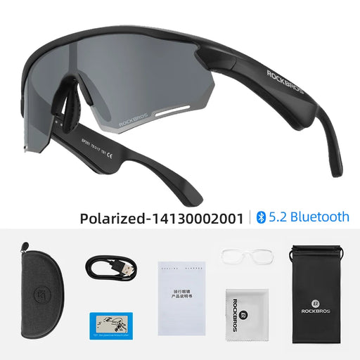 ROCKBROS Polarized Glasses Wireless Bluetooth 5.2 Sunglasses Headset Telephone Driving MP3 Riding Cycling Eyewear UV400 Goggles 14130002001 CHINA