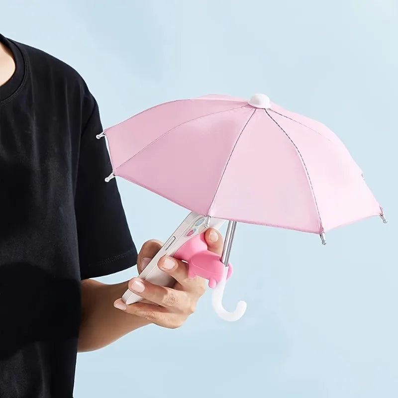 1Pack Mini Phone Umbrella with pig Suction Cup Stand  Anti Glare Sun Protection,Rain Shield for Smartphones.Durable Construction