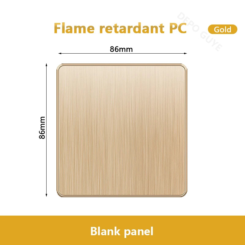 Gold Universal 3/5Pin Plastic Power Socket,UK Wall Outlet With 2.1A Dual USB Port,220V Electrical 2way Switch TV Computer CAT6