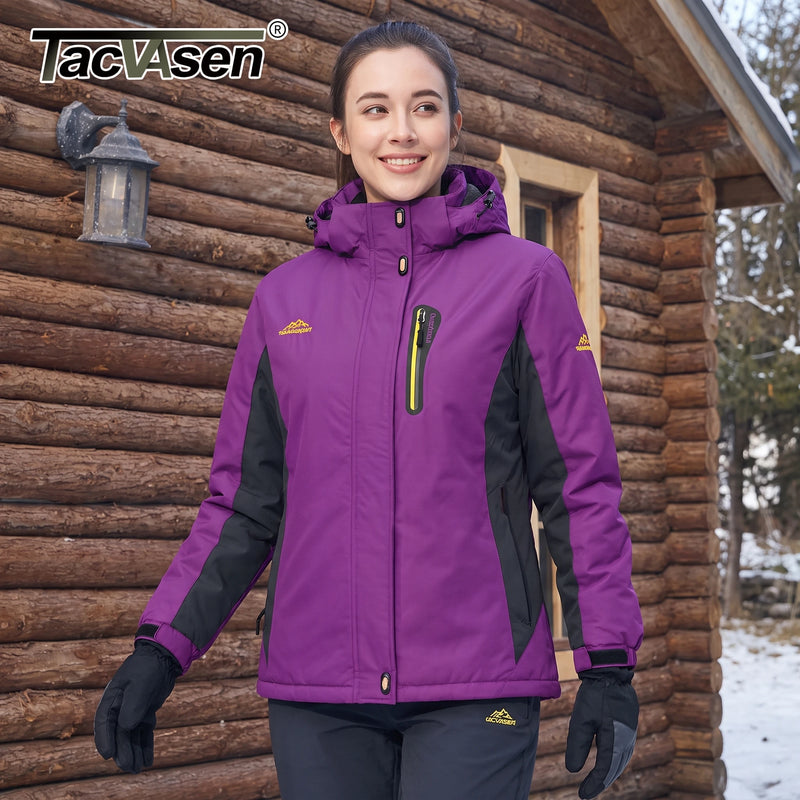 TACVASEN Winter Fleece Lined Ski Snowboard Jacket Womens Waterproof Themal Hiking Jacket Work Coat Windbreaker Parka Raincoat
